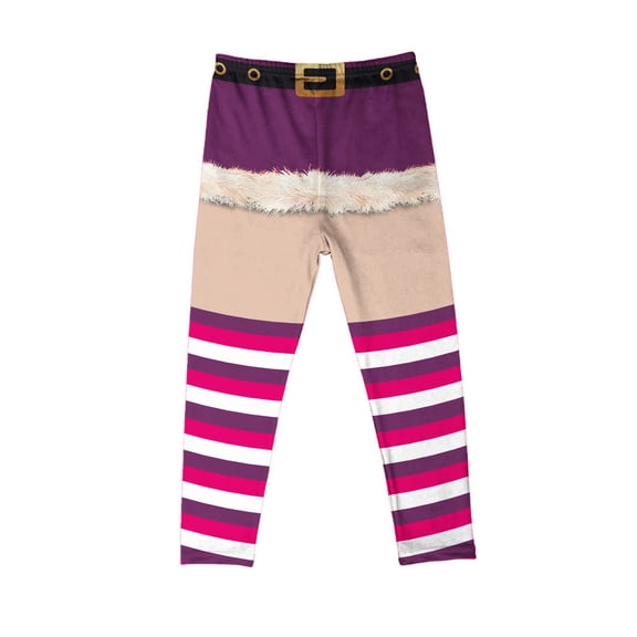 Atogsazn Girls Christmas Legging Pants Kids Lights Printed Slim Leg Leggings Party Cosplay Skinny Clothing 01-Purple 7-8 Years Fashion