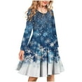 thumbnail image 1 of Atogsazn Girls Christmas Long Sleeve Stretchy Dress Kids Ruffle A Line Birthsday Dresses Fashion Princess Clothes 03-Blue 13-14 Years, 1 of 4
