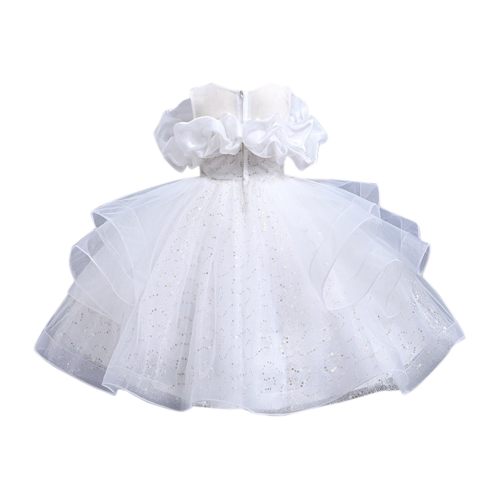 Atogsazn Girls' Embroidered Lace Princess Dress Wedding Baptism Dresses