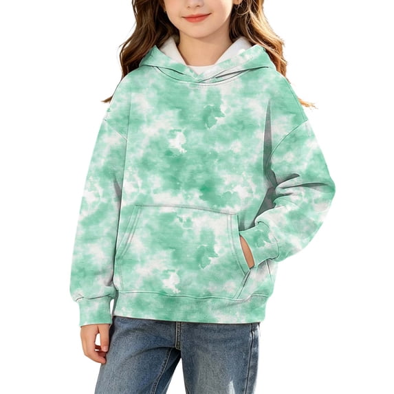Atogsazn Girls Fleece Lined Hoodies Kids Casual Long Sleeve Hooded Sweatshirt Fall Winter Clothes Tops Green 11-12 Years Fashion