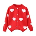 thumbnail image 1 of Atogsazn Girls Fleece Sweater Kids Button Long Sleeve Jacket Cardigan Winter Warm Clothes for Children Red 5 Years, 1 of 7