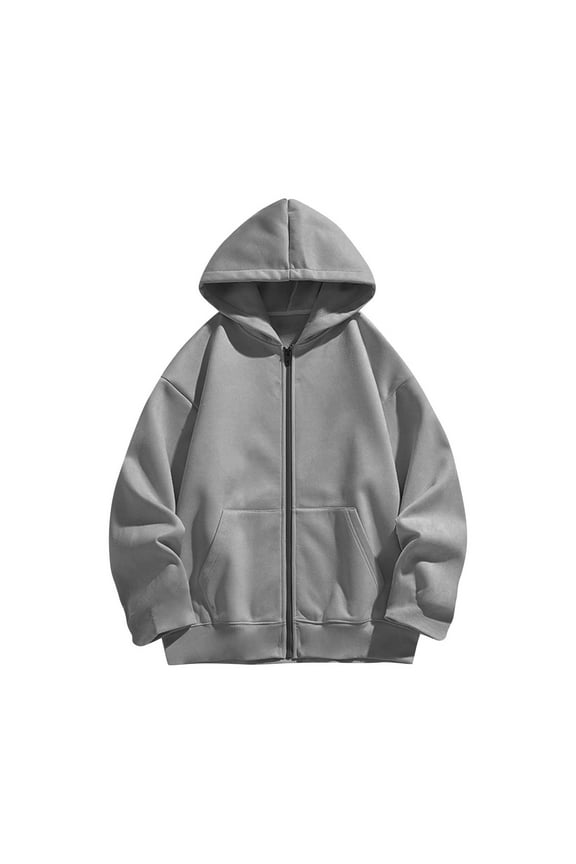 Girls Full Zip Hoodies Kids Fleece Long Sleeve Sweatshirt Hooded Tops Fall Clothing with Pocket Gray 7-8 Years Fashion