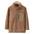 thumbnail image 1 of Atogsazn Girls Fuzzy Fleece Jacket Casual Shepra Zip Up Long Sleeve Coat Winter Warm Fashion Clothes 05-Coffee 3-4 Years, 1 of 3