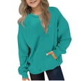 thumbnail image 1 of Atogsazn Girls Oversized Sweatshirt Kids Casual Fleece Pullover Long Sleeve Sweater Fall Clothing Crew Neck Tops Mint Green 5-6 Years Fashion, 1 of 6