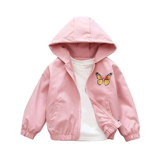 Atogsazn Girls Rain Jacket Children Windbreaker Lightweight Hooded Jackets Kids Coats Spring Fall Clothes Outdoor F-Pink 13-14 Years on Clearance
