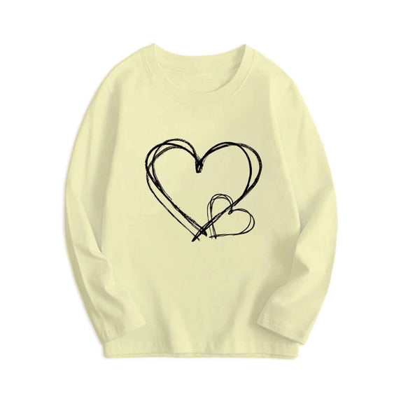 Atogsazn Girls Summer Heart Graphic Tshirt Kids Casual Long Sleeve Pullover Shirt Blouse Tee Outfit Green 8-9 Years Fashion