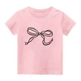 thumbnail image 1 of Atogsazn Girls Summer Short Sleeve Tshirt Kids Casual Graphic Crew Neck Pullover Shirt Basic Tunic Tops Clothes 01-Pink 4-5 Years Fashion, 1 of 4
