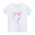 thumbnail image 1 of Atogsazn Girls Summer Short Sleeve Tshirt Kids Casual Graphic Crew Neck Pullover Shirt Basic Tunic Tops Clothes 03-White 3-4 Years Fashion, 1 of 4