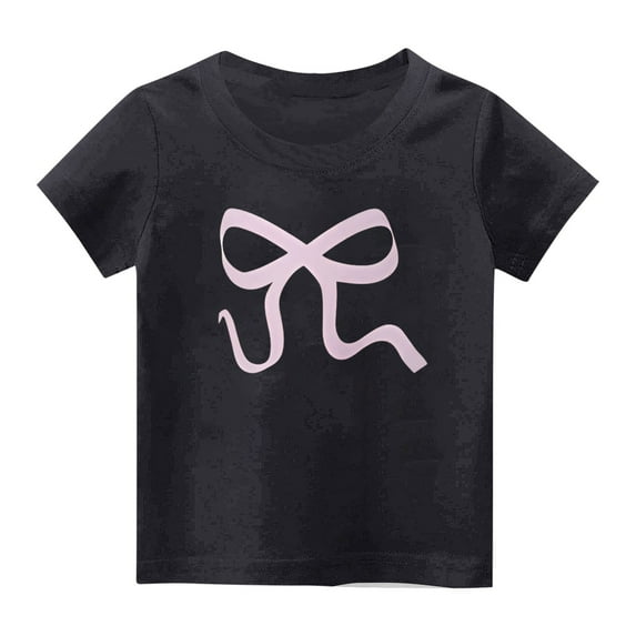 Atogsazn Girls Summer Short Sleeve Tshirt Kids Casual Graphic Crew Neck Pullover Shirt Basic Tunic Tops Clothes 04-Black 13-14 Years Fashion