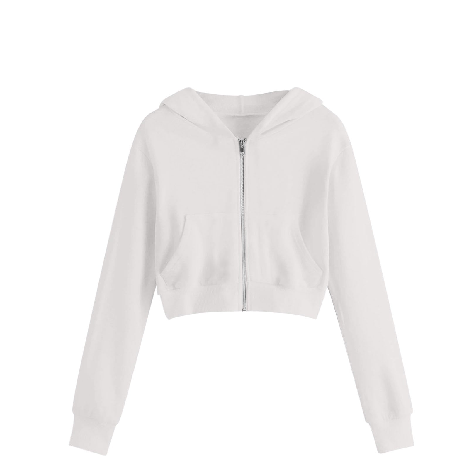 Atogsazn Girls Zip Up Cropped Hoodies Kids Fleece Sweatshirt