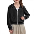 thumbnail image 1 of Atogsazn Girls Zip Up Cropped Hoodies Kids Fleece Sweatshirt Hoodie Long Sleeve Jacket Fall Clothing with Pocket 02-Black 4-5 Years Fashion, 1 of 9