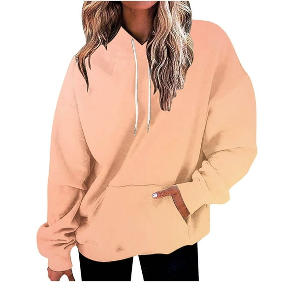 Atogsazn Hoodies For Womens Women's Gradient Print Oversized Sweatshirt Drawstring Pullover Tops With Pocket Trendy Blouse C-Brown XXL