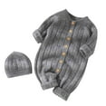 thumbnail image 1 of Atogsazn Infant Boys Girls Jumpsuit Toddler Button Knitted Long Sleeve Romper Sweater Outerwear Fall Winter Clothes Gray 12-18 Months on Clearance, 1 of 4