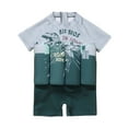 thumbnail image 1 of Atogsazn Infant Life Jacket Toddler Baby Girls Boys Float Suit One-piece Swimwear Rashguard Cartoon Short Sleeve Zip Up Buoyancy Swimsuit 2-3 Years Army Green, 1 of 6