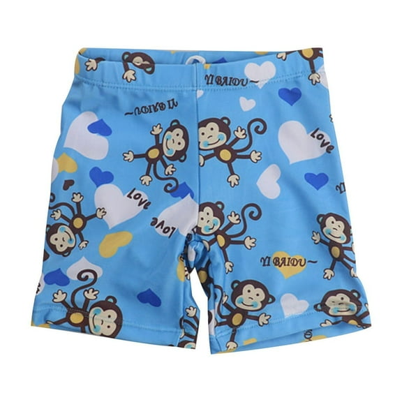 Atogsazn Kid Boy Trunk Swimsuit Children Casual Printed Elastic Waist Swimwear Beachwear Swim Trunk Clothes Blue 6-7 Years