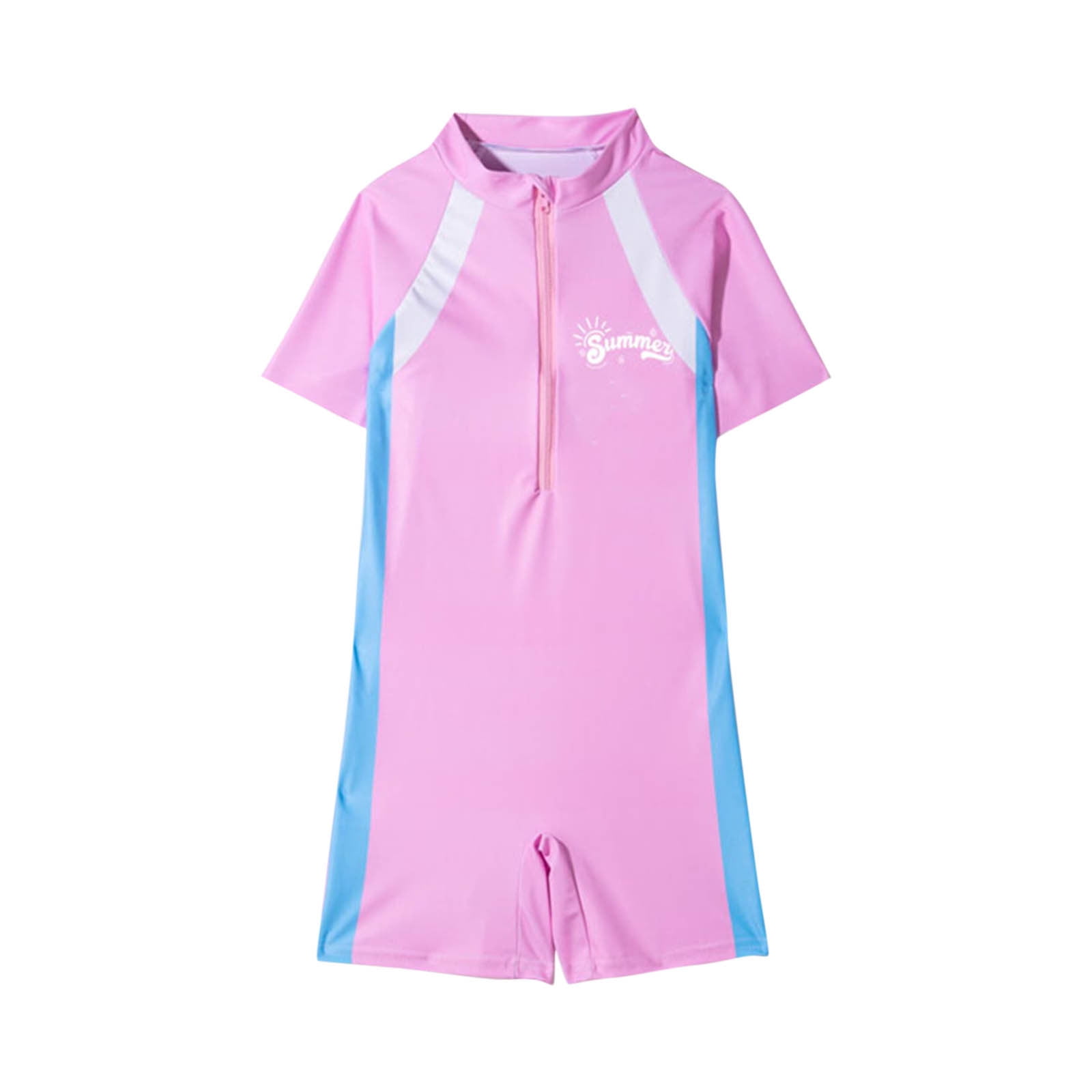 Atogsazn Kid Girl Summer Swimsuit Children Zipper Colorblock Short ...