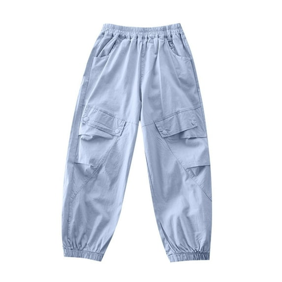 Atogsazn Kids Boy Cargo Pants Children Casual Jogger Athletic Elastic Waist Pants Clothes for Boys 02-Blue 10-11 Years