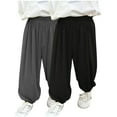 thumbnail image 1 of Atogsazn Kids Boy Girl 2PCS Jogger Sweatpant Children Athletic Elastic Waist Pant Baggy Solid Color Spring Summer Clothes 02-Black 5-6 Years, 1 of 4