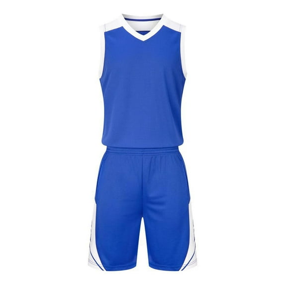 Atogsazn Kids Boy Jogger Track Suit Children Athletic Colorblock Tank Top Shorts Set Outfit Gym Clothes 04-Blue 6-7 Years