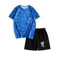 thumbnail image 1 of Atogsazn Kids Boy Summer Jogger Set Children Printed Athletic Short Sleeve T Shirt and Shorts Outfit Clothes 01-Blue 13-14 Years, 1 of 6