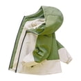 thumbnail image 1 of Atogsazn Kids Boy's Fleece Lined Jacket Childrens Colorblock Zip Up Long Sleeve Hoodie Lightweight Windbreaker Coat 01-Green 3-4 Years, 1 of 5
