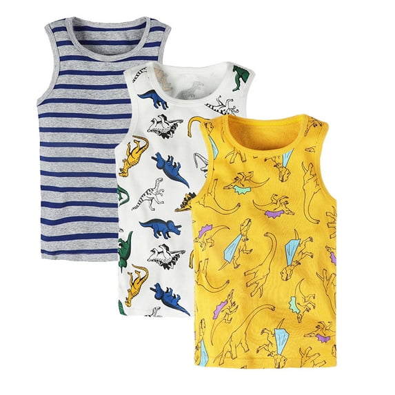 Atogsazn Kids Boys 3-Pack Tank Tops Children Casual Sleeveless Vest Athletic Tops Summer Cotton Blend Undershirts Gray 4-5 Years Fashion