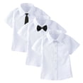 thumbnail image 1 of Atogsazn Kids Boys 3Pcs Button Up Shirts Children Dressy Casual Short Sleeve Shirt School Summer Basic Tee Black 12-13 Years Fashion, 1 of 8