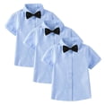 thumbnail image 1 of Atogsazn Kids Boys 3Pcs Button Up Shirts Children Dressy Casual Short Sleeve Shirt with Bow Tie School Summer Tee Blue 12-13 Years Fashion, 1 of 6