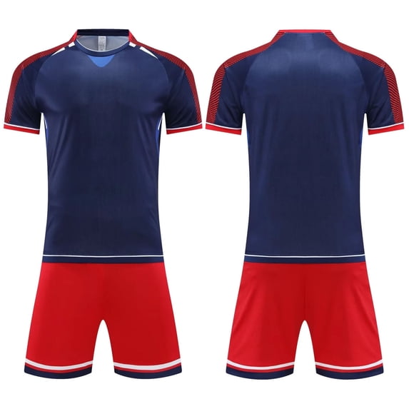 Atogsazn Kids Boys Athletic Clothes Set Childrens Summer Casual Soccer Training Outfit Team Uniform Shirt and Shorts Dark Blue 11-12 Years Fashion