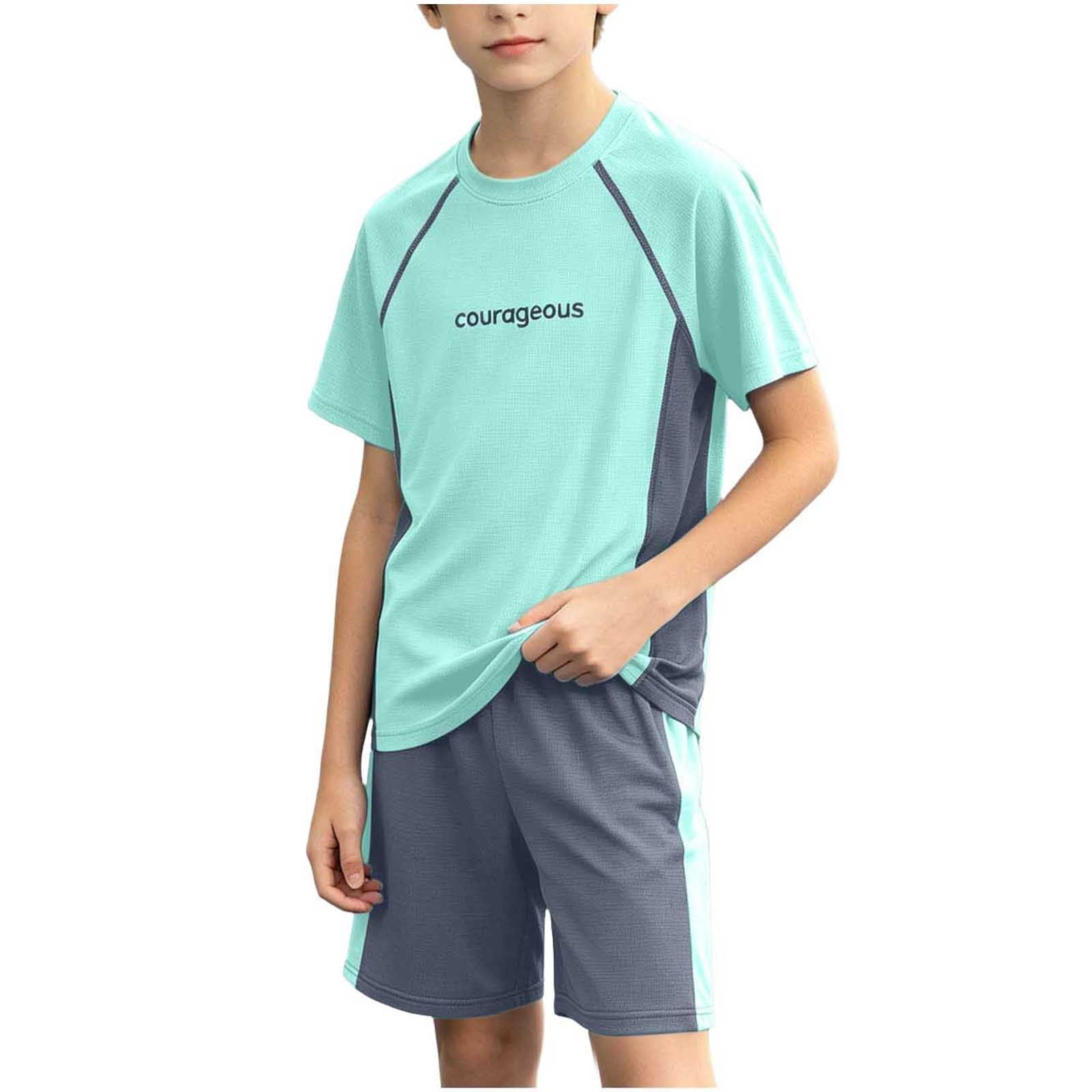 Atogsazn Kids Boys Athletic Tracking Suit Children Short Sleeve T-shirt ...