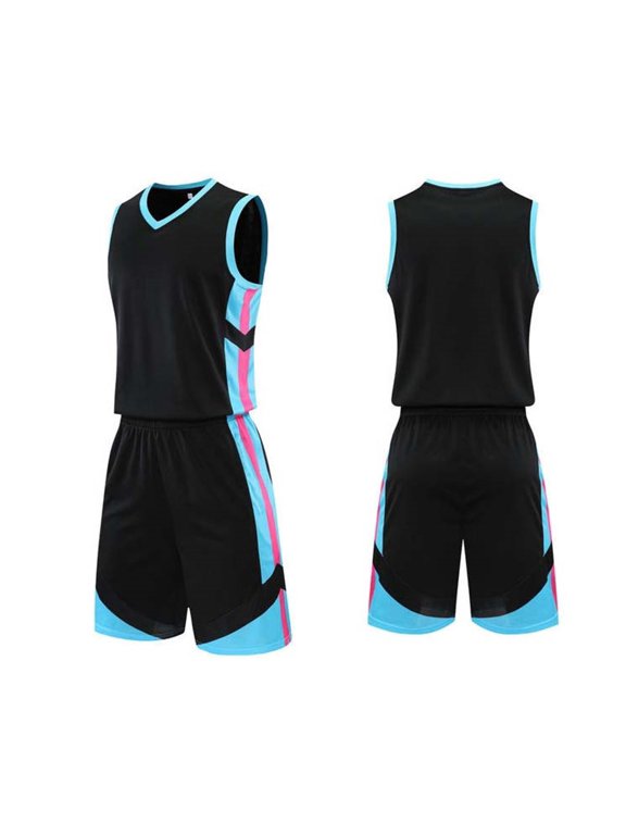 Kids Boys Basketball Athletic Set Children Jersey Tank Tops and Shorts Outfit Jogger Tee Teen Black XS Fashion