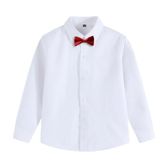 Atogsazn Kids Boys Button Up Shirt Children Dessy Casual Long Sleeve Shirts Open School Tops Outfit Red 9-10 Years Fashion