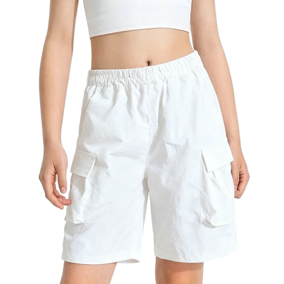 Atogsazn Kids Boys Cargo Jogger Shorts Childrens Casual Athletic Wide Leg Short Pants with Pocket Gym Short Pants White 12-13 Years Fashion