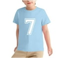 thumbnail image 1 of Atogsazn Kids Boys Casual Short Sleeve Tshirt Crew Neck Number 7 Pullover Tshirt Summer Soccer Basic Tops Clothes 01-Sky Blue 3-4 Years Fashion, 1 of 6