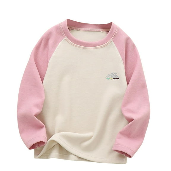 Atogsazn Kids Boys Fleece Sweatshirts Casual Colorblock Raglan Sleeve Tops Fall Outfit Clothes Shirts Pink 12-13 Years