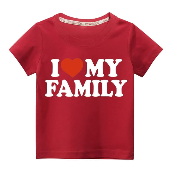 Atogsazn Kids Boys Girls Cotton Tshirt Children Letter Printed Short Sleeve T Shirt Summer Fashion Clothes C-Red 7-8 Years on Clearance