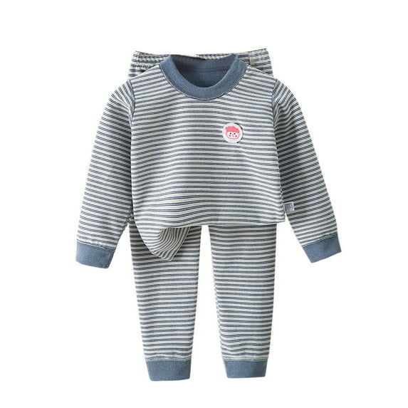 Atogsazn Kids Boys Girls Fall Winter Clothes Set Children Striped Long Sleeve Tops and Pants Outfit Fashion A-Navy 5-6 Years on Clearance