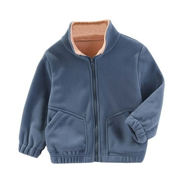 Atogsazn Kids Boys Girls Fleece Jacket Children Zip Up Long Sleeve Coat Spring Fall Clothes Outerwear Blue 10-12 Years on Clearance