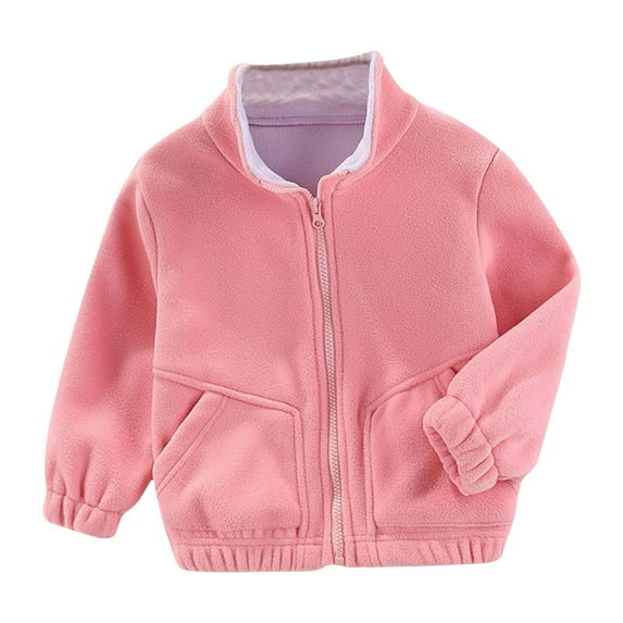 Atogsazn Kids Boys Girls Fleece Jacket Children Zip Up Long Sleeve Coat Spring Fall Clothes Outerwear Pink 12-14 Years