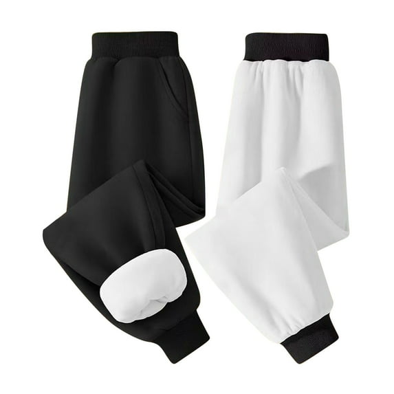 Atogsazn Kids Boys Girls Fleece Lined Pants Children Jogger Elastic Waist Sweatpants Thick Winter Clothes Black 12-13 Years