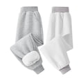 thumbnail image 1 of Atogsazn Kids Boys Girls Fleece Lined Pants Children Jogger Elastic Waist Sweatpants Thick Winter Clothes Gray 14-15 Years, 1 of 1