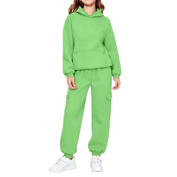 Atogsazn Kids Boys Girls Jogger 2 Piece Clothes Set Childrens Oversized Hoodies & Sweatpants Outfit Outerwear Green 6-7 Years Fashion