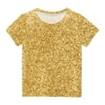 thumbnail image 1 of Atogsazn Kids Boys Girls Sequin T Shirt Children Casual Short Sleeve Pullover T-shirt Fashion Clothes Yellow 13-14 Years, 1 of 5