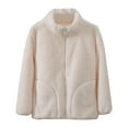 thumbnail image 1 of Atogsazn Kids Boys Girls Sherpa Fleece Jackets Children Casual Zip Up Long Sleeve Coat Winter Warm Clothes Beige 4-5 Years, 1 of 4