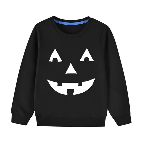 Atogsazn Kids Boys Halloween Sweatshirt Casual Pumpkin Pullover Sweatshirts Long Sleeve Sweater Top Clothing 02-Black 3-4 Years Fashion