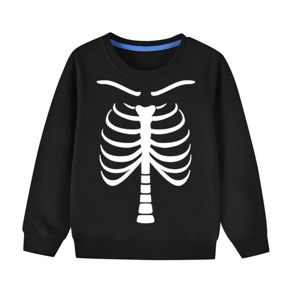Atogsazn Kids Boys Halloween Sweatshirt Casual Skeleton Pullover Sweatshirts Long Sleeve Sweater Top Clothing 04-Black 9-10 Years Fashion