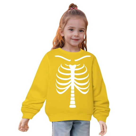 Atogsazn Kids Boys Halloween Sweatshirt Casual Skeleton Pullover Sweatshirts Long Sleeve Sweater Top Clothing 04-Yellow 2-3 Years Fashion