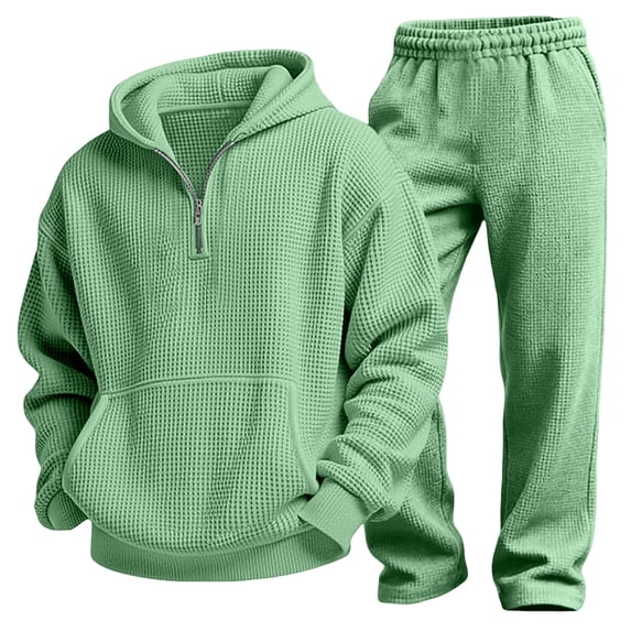 Atogsazn Kids Boys Jogger 2 Piece Clothes Set Childrens Half Zip Hooded Sweatshirt & Sweatpants Outfit Green 13-14 Years Fashion