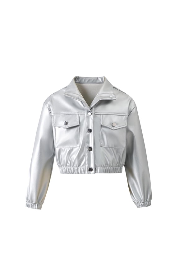 Kids Boys Leather Jacket Children Casual Button Long Sleeve Jackets Fashion Clothes Outerwear 02-White 10-11 Years