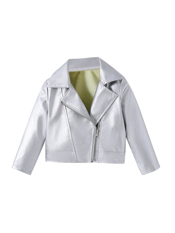 Kids Boys Leather Jacket Children Casual Zip Up Long Sleeve Jackets Fashion Clothes Outerwear White 90 Fashion